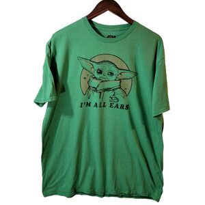 Star Wars The Mandalorian Grogu Baby Yoda I'm All Ears Adult Graphic Tee T-Shirt